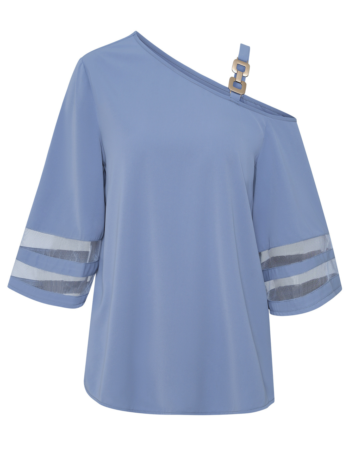 Casual Solid Color Metal Buckle One Shoulder Women's Top