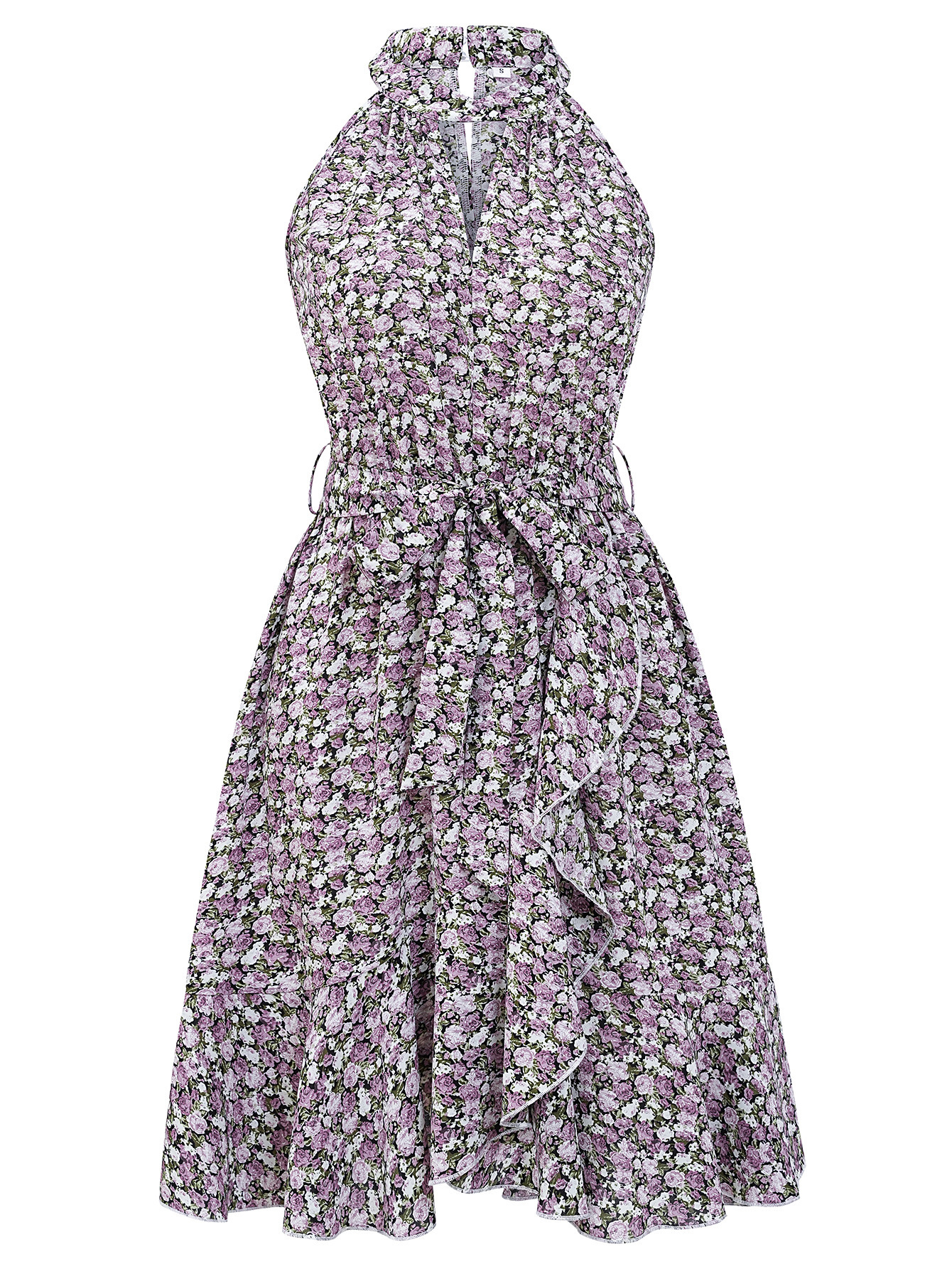 Fresh style sleeveless print halter neck jumpsuit