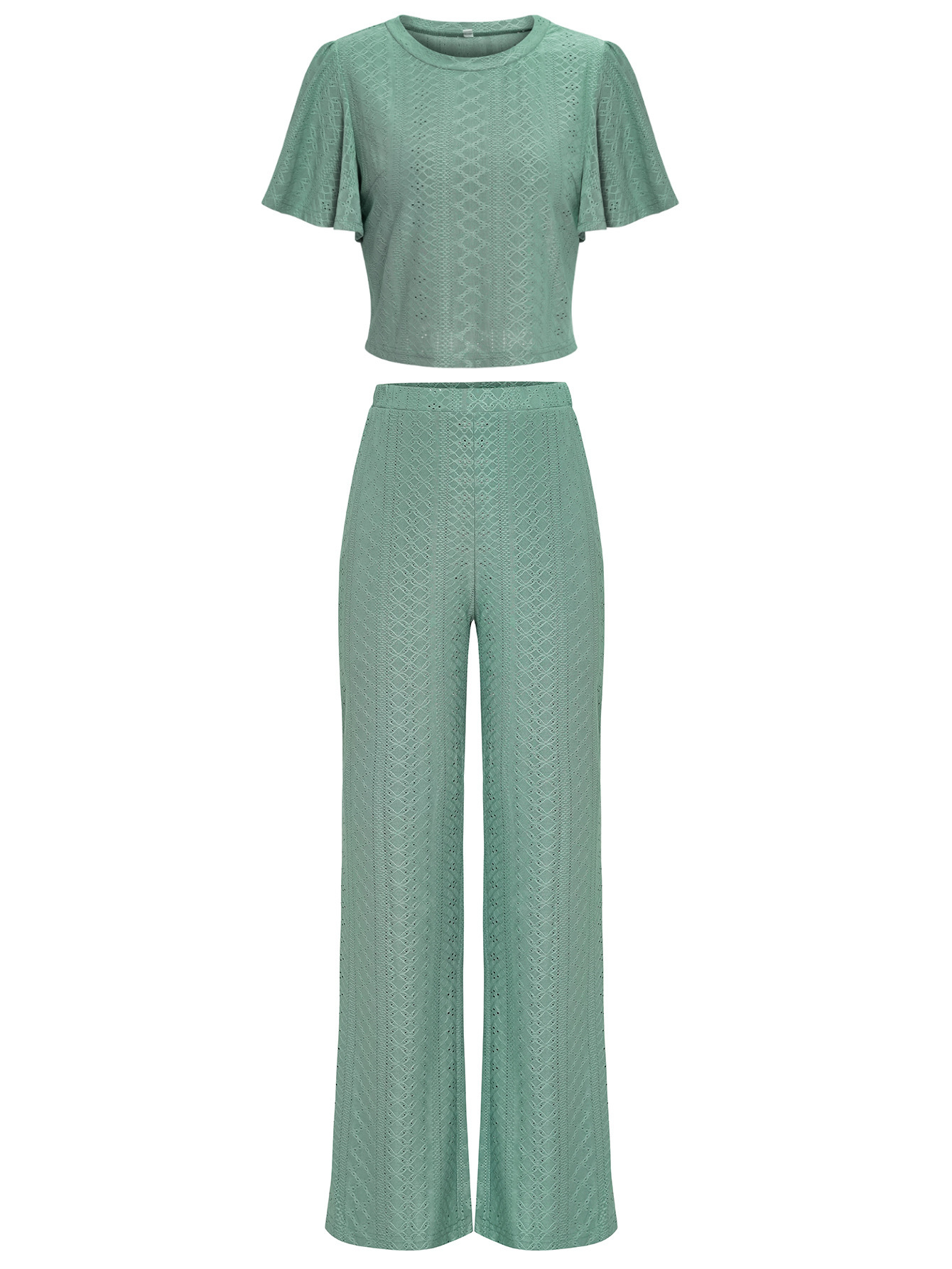 women's knitted hollow round neck suit