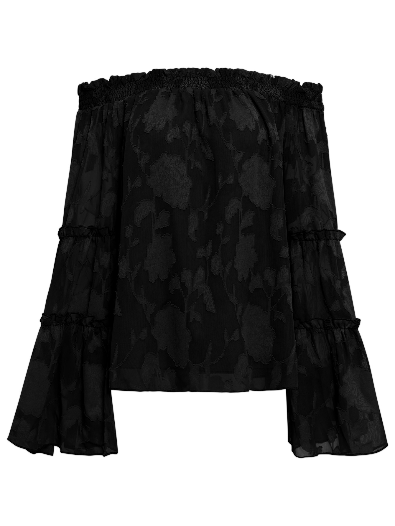 women's off shoulder long sleeve chiffon top