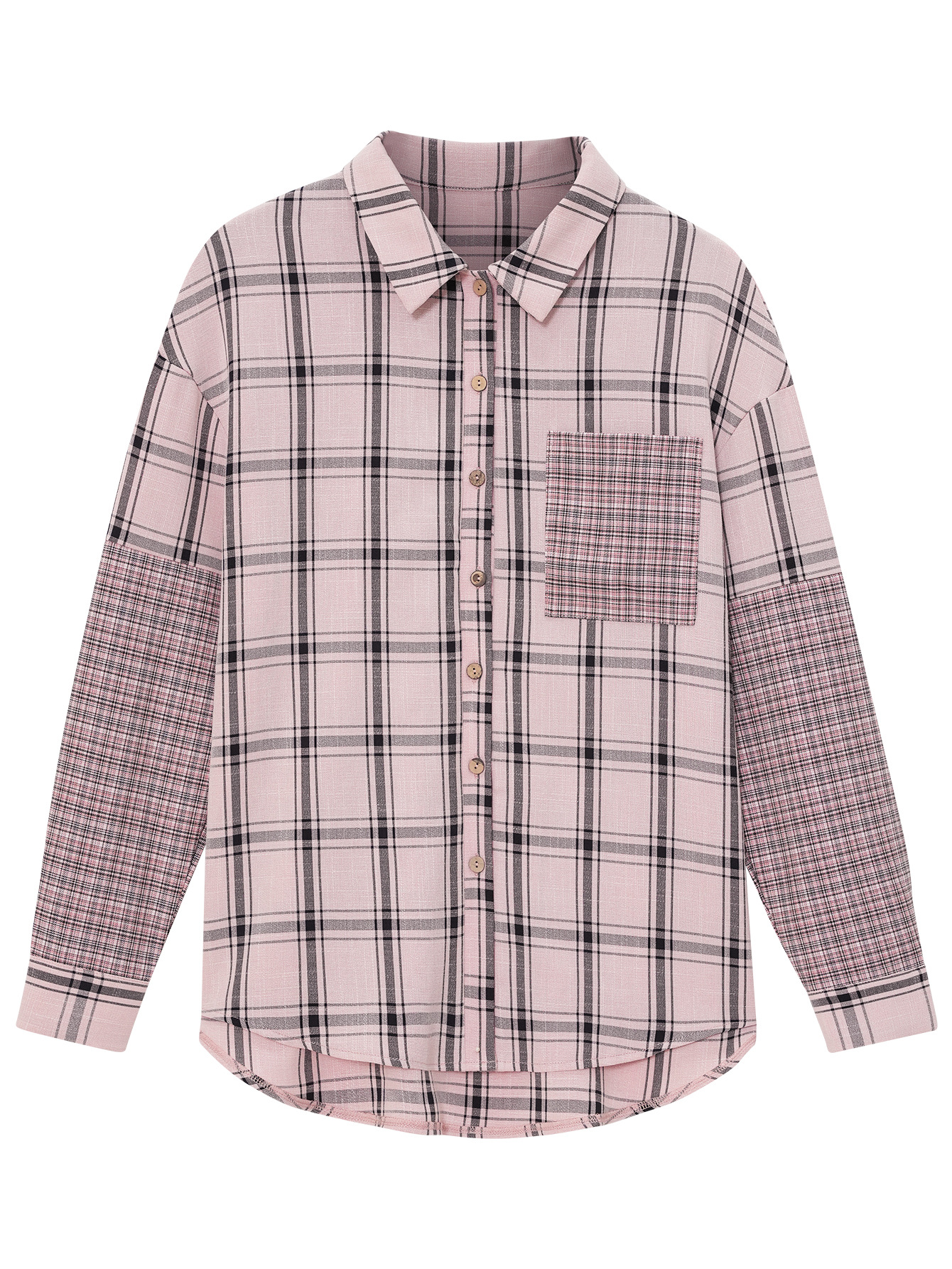 Explosive style single-breasted plaid stitching shirt
