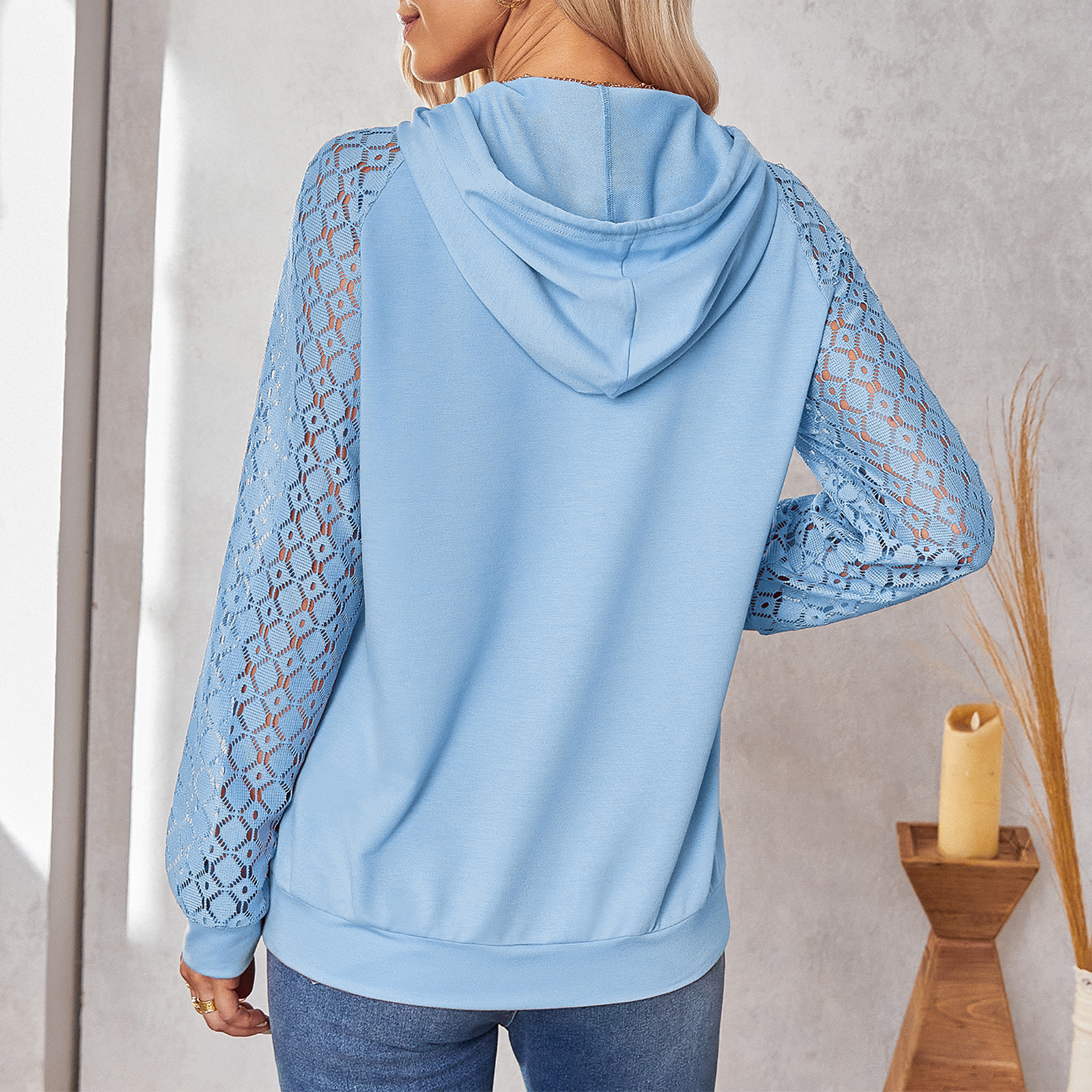 Fashion lace patchwork hoodie hoodie