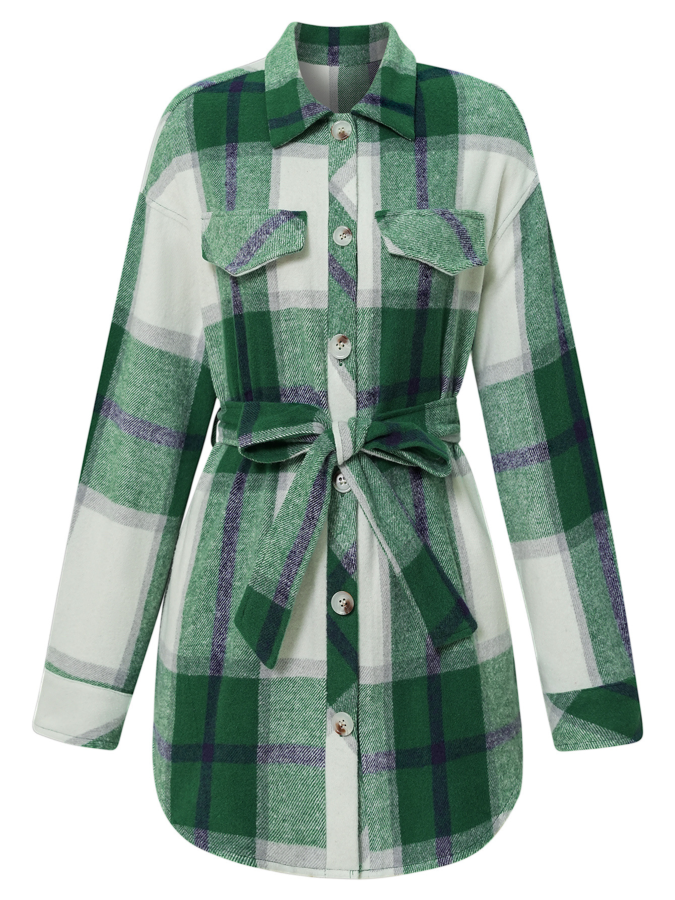 Ladies Single Breasted Casual Plaid Jacket