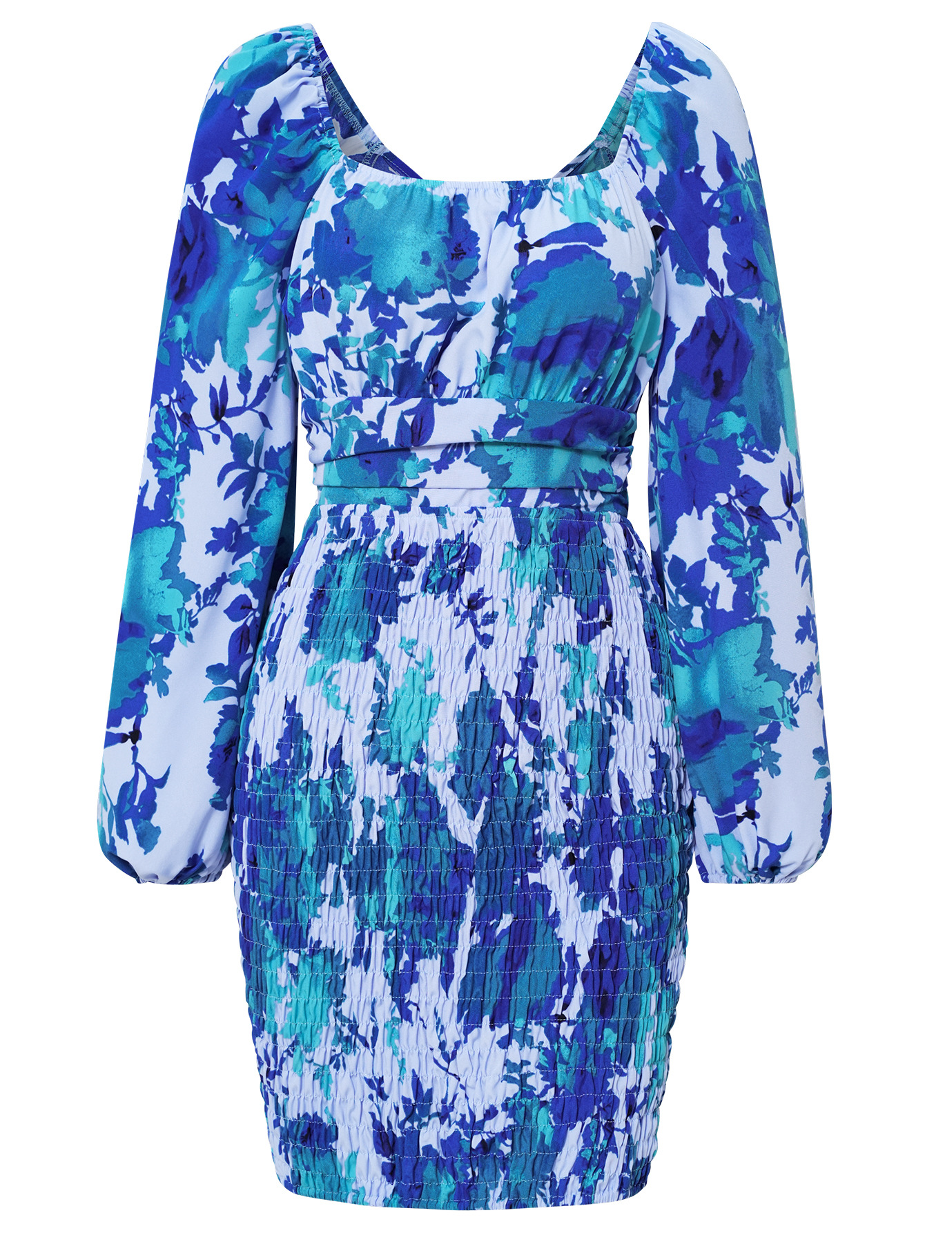 Long Sleeve Printed Slim Body Pack Hip Dress