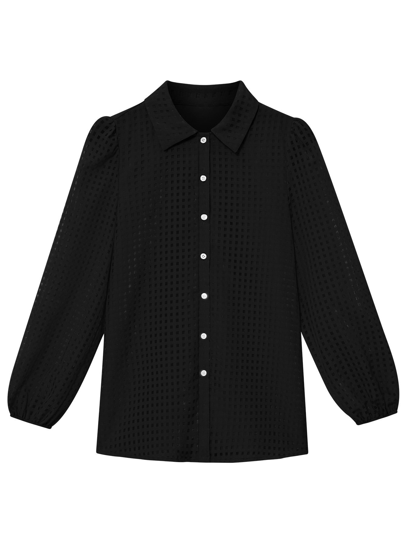 single breasted lapel collar checked shirt