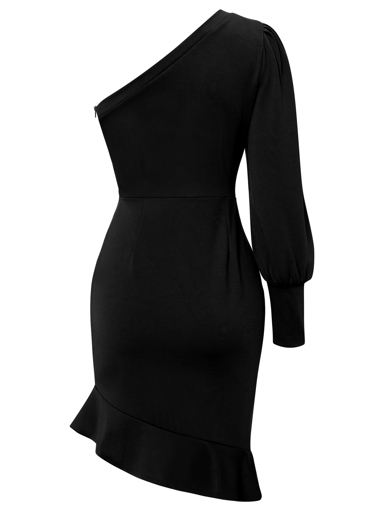 Slim One Shoulder Ruffle Dress