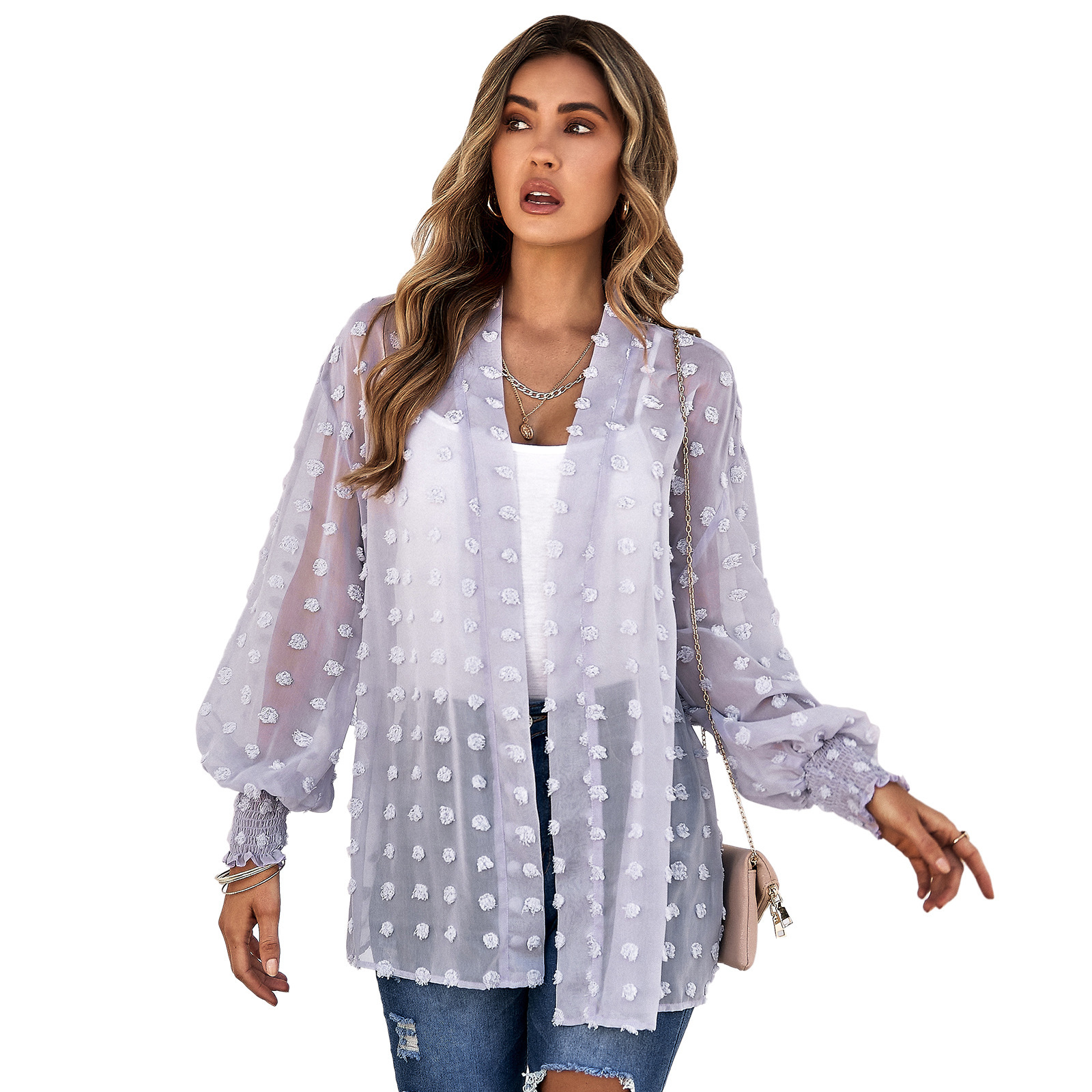 Trendy jacquard chiffon top