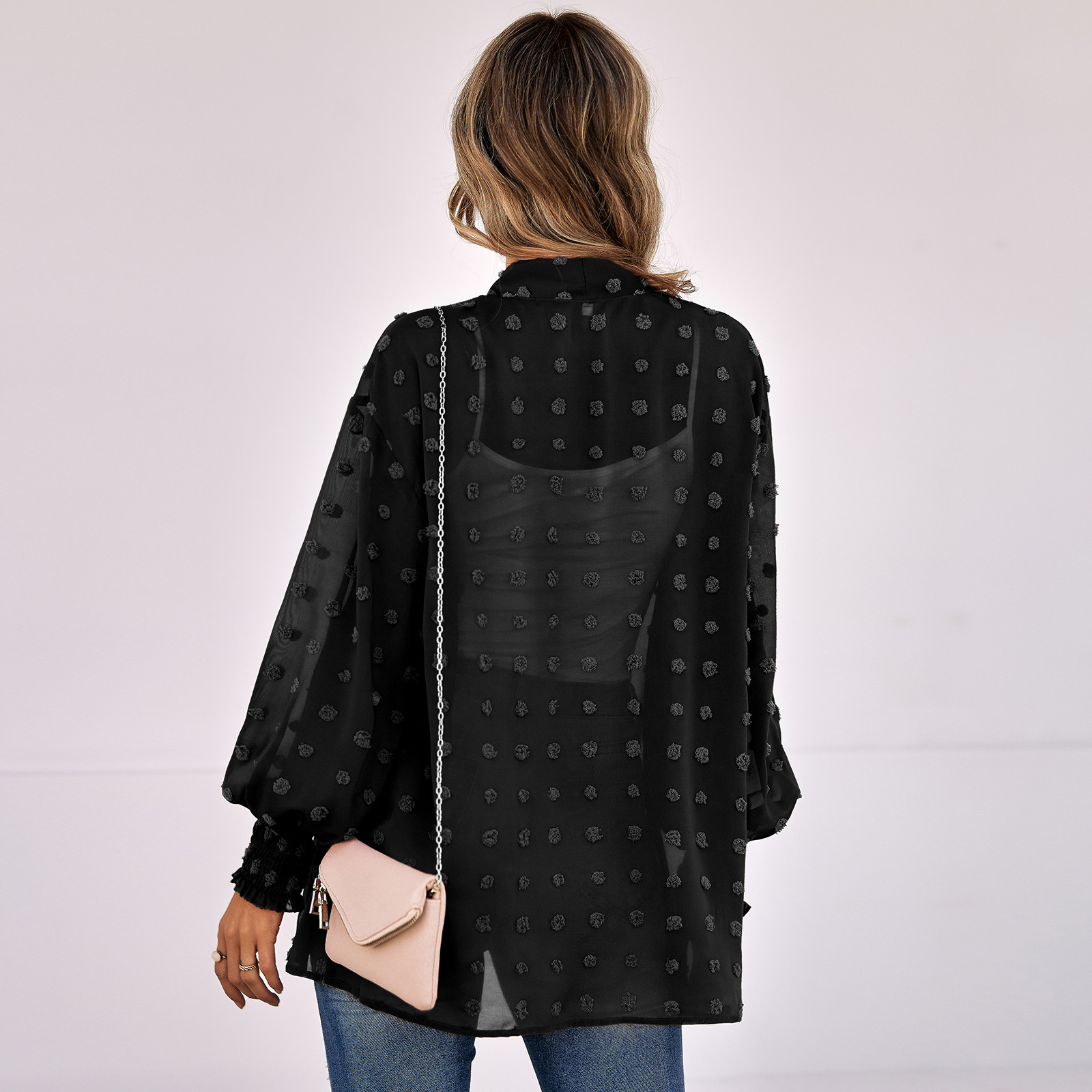 Trendy jacquard chiffon top