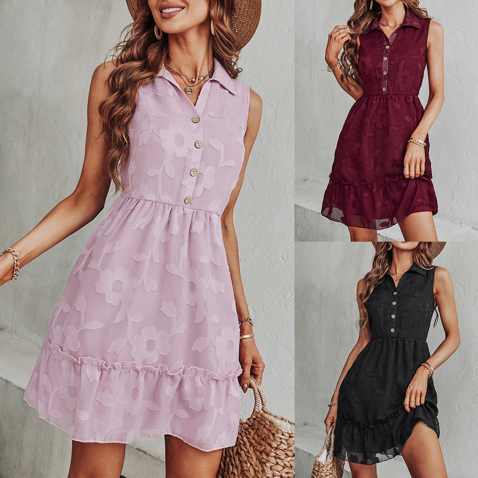 Trendy Jacquard Solid Dress