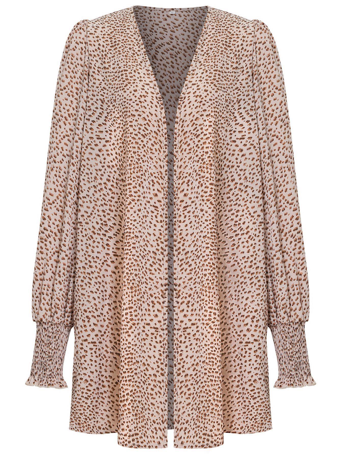 Trendy Leopard Print Balloon Sleeve Ladies Blouse