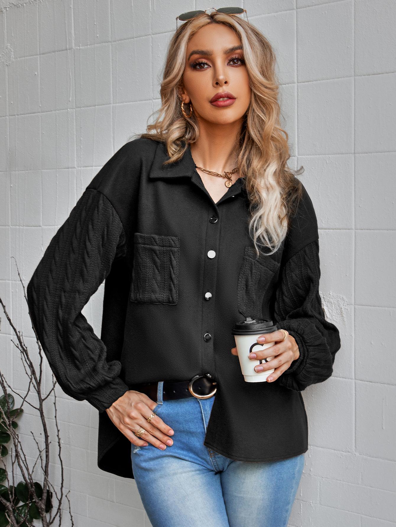 Trendy single-breasted knitted jacket