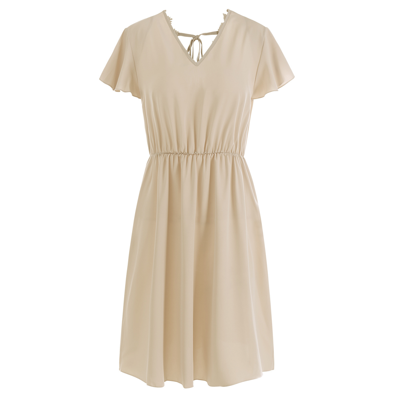 V-neck lace chiffon dress