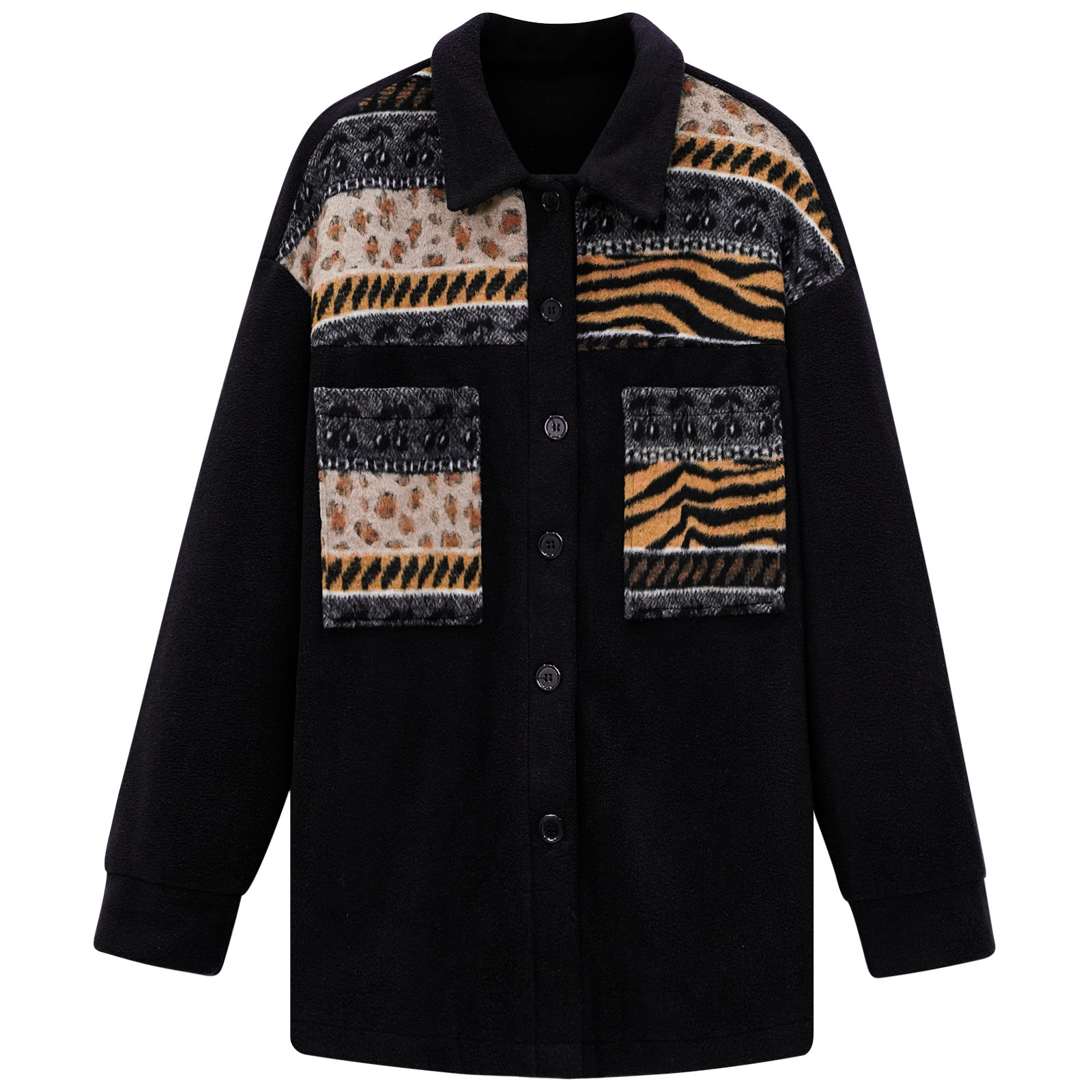 Women's fashion patchwork loose coat