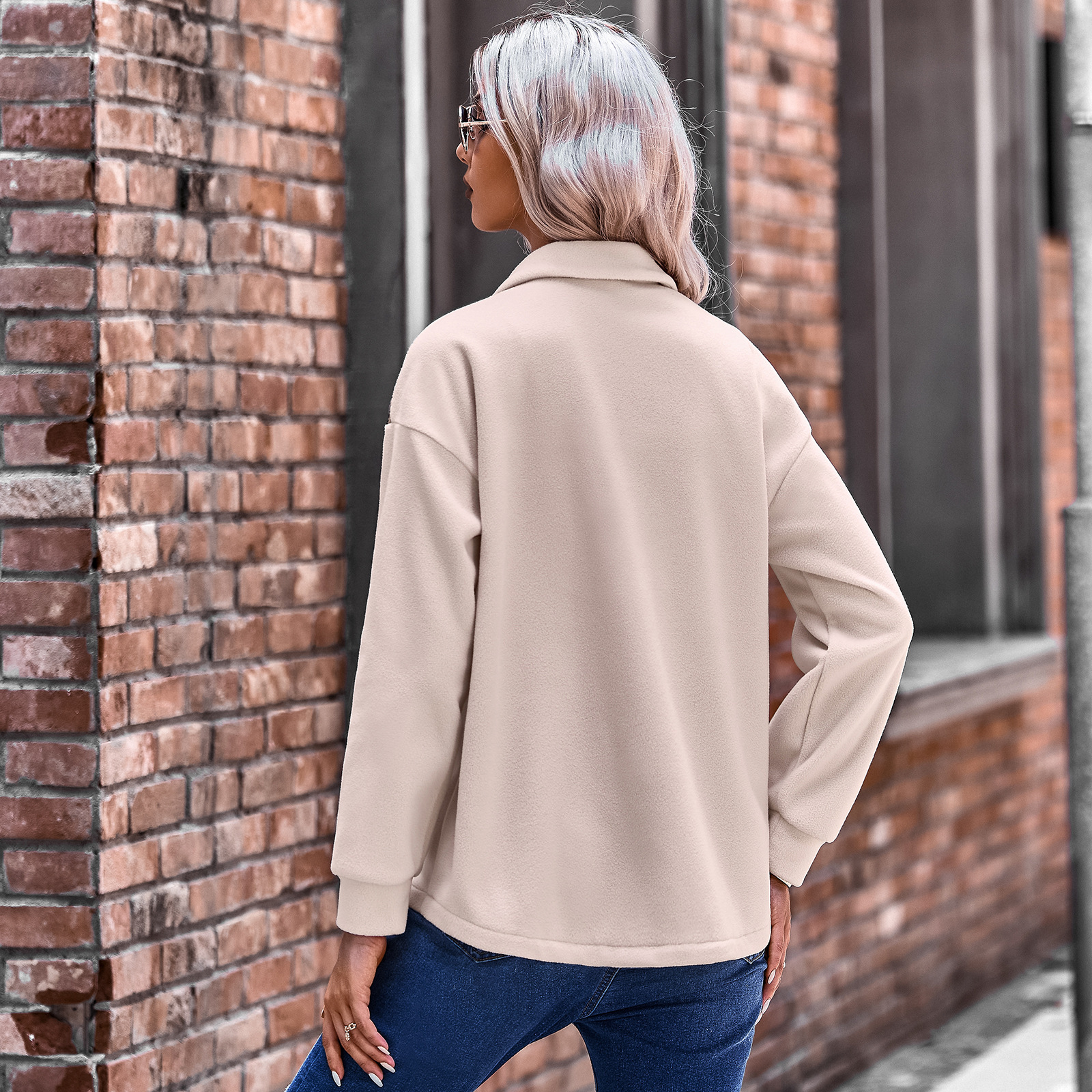 Women's fashion patchwork loose coat