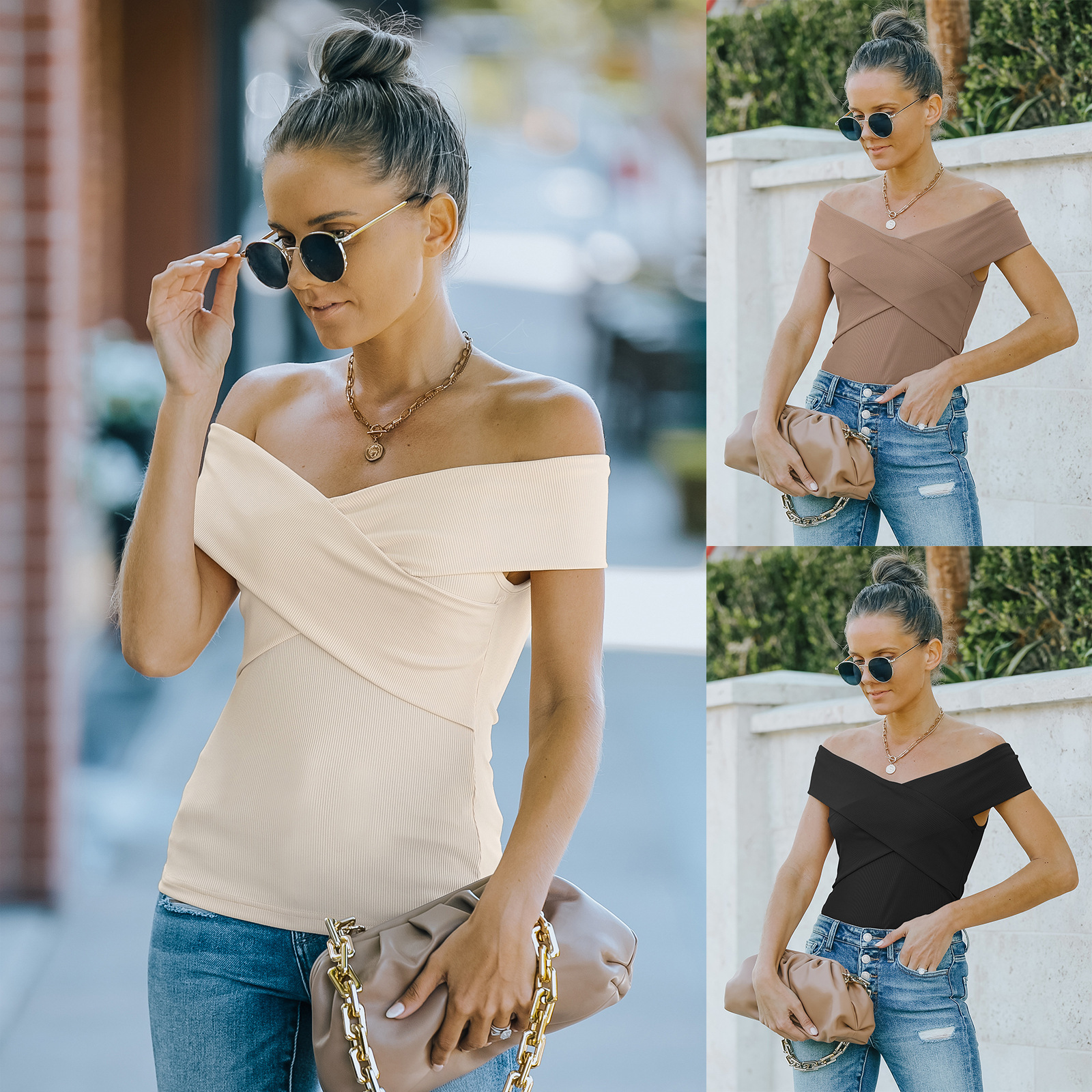 women's slim off shoulder top