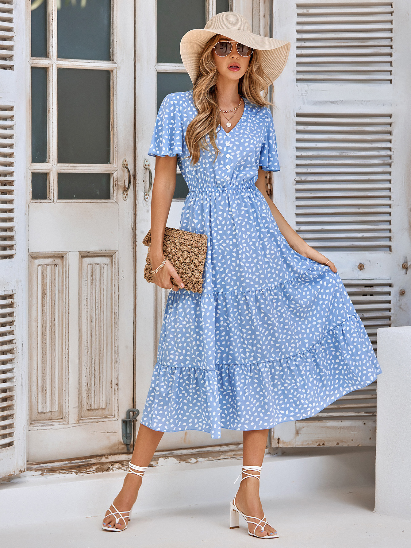 women's spring summer printed dress