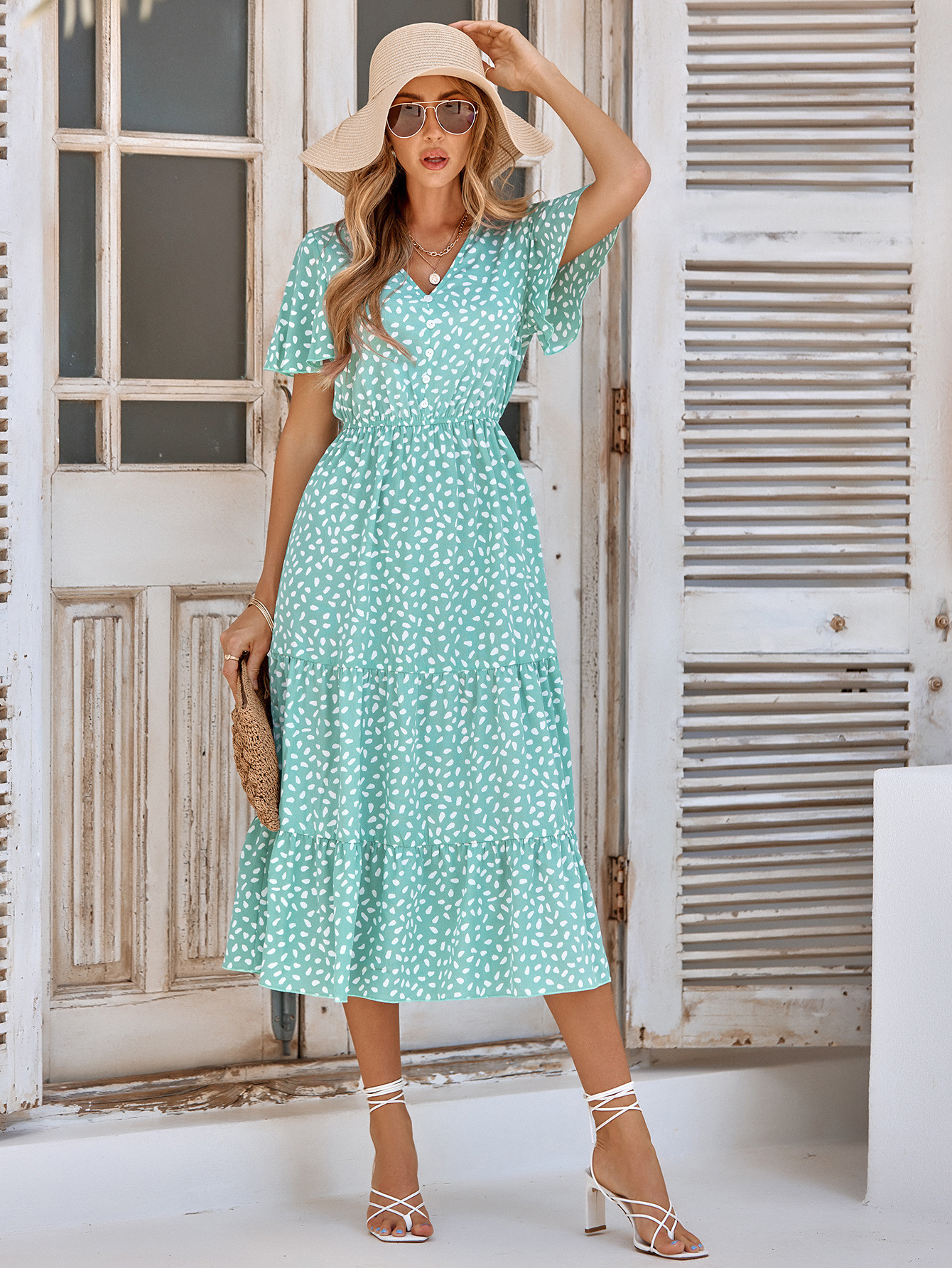 women's spring summer printed dress