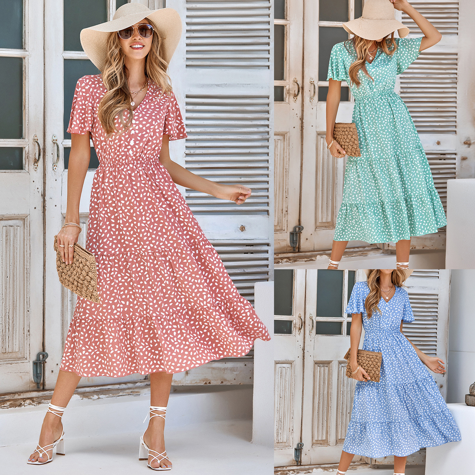 women's spring summer printed dress