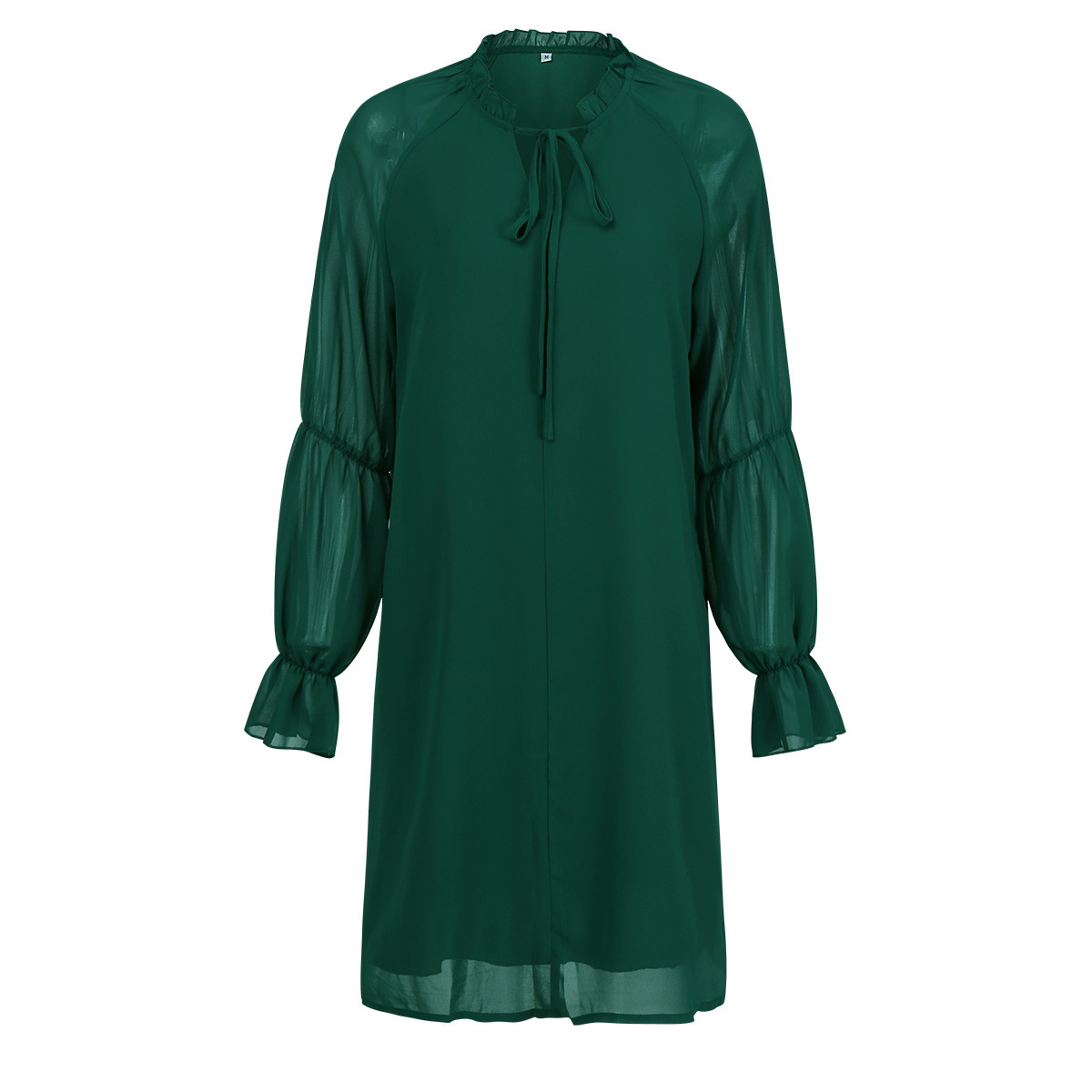 Flared sleeves solid color hollowed out dress