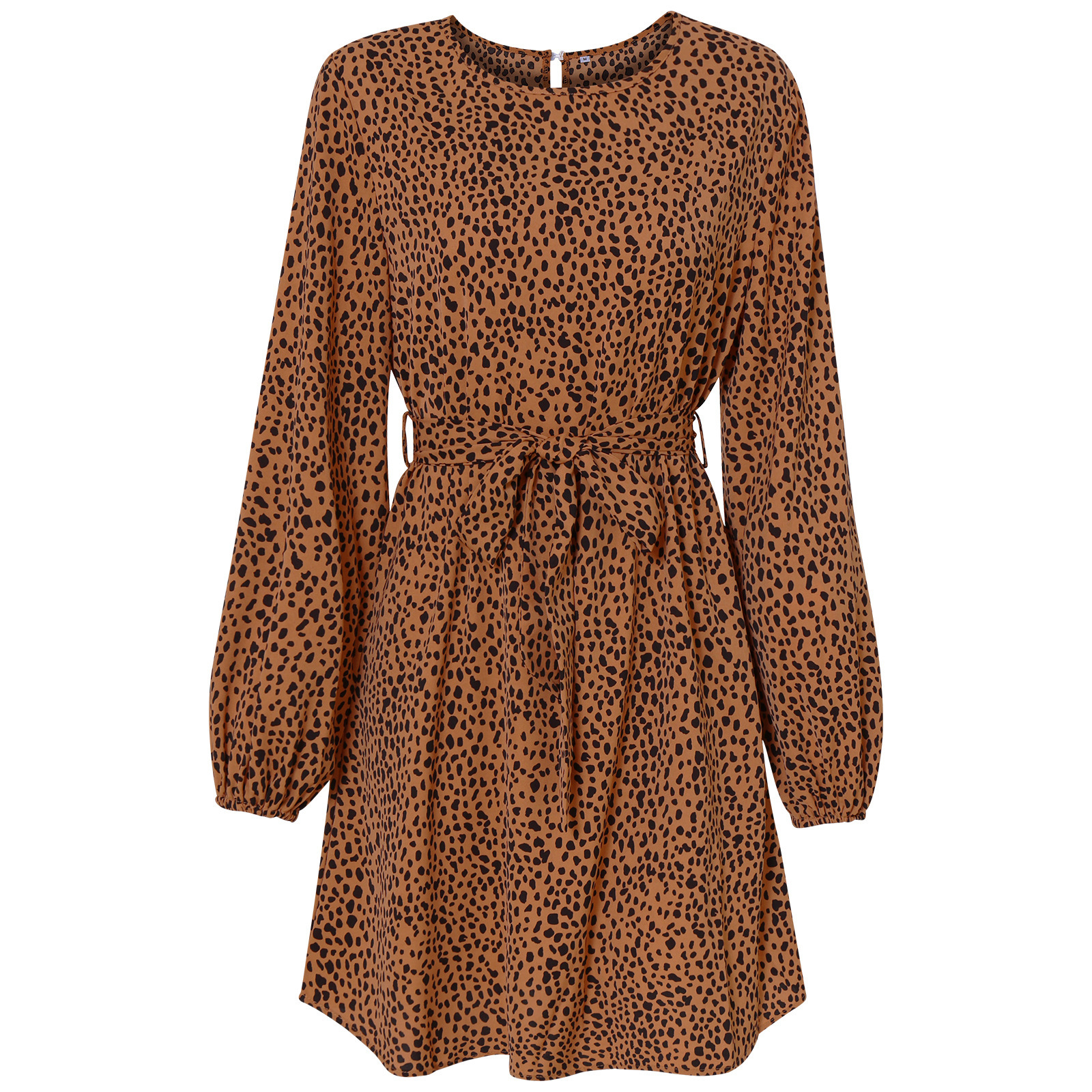 Leopard print dress with crewneck