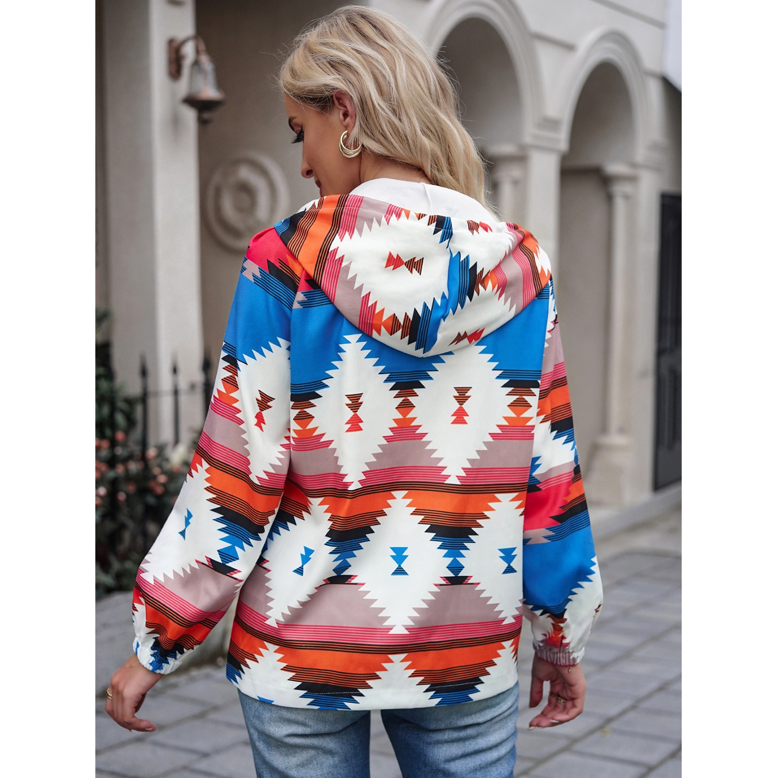 Printed hoodie coat