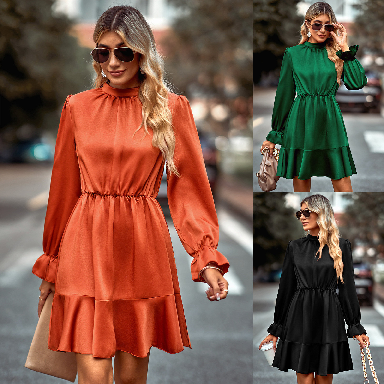 women's fashion high collar casual dress