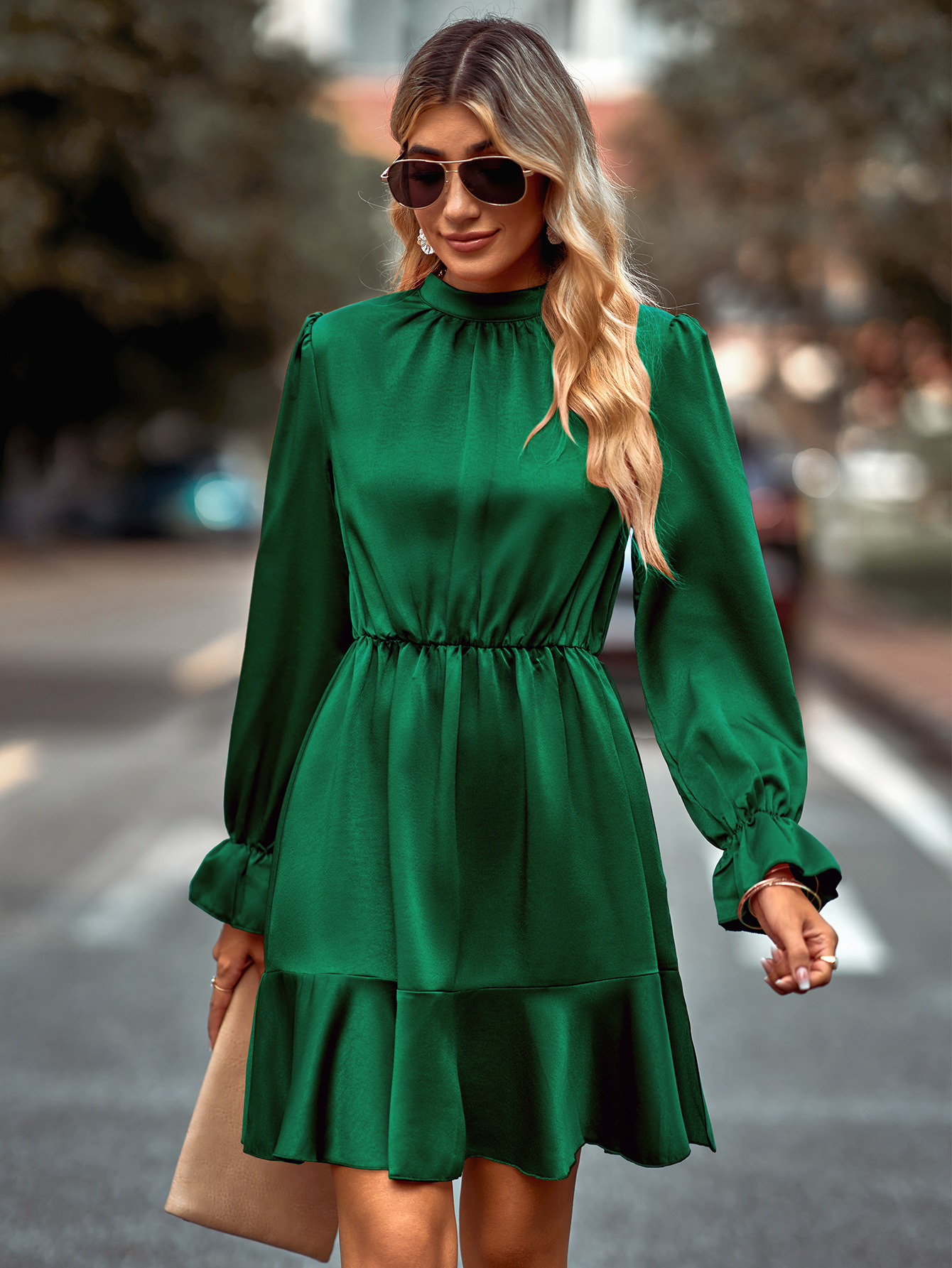 women's fashion high collar casual dress