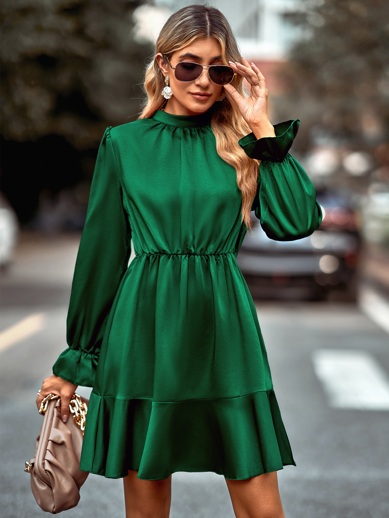 women's fashion high collar casual dress