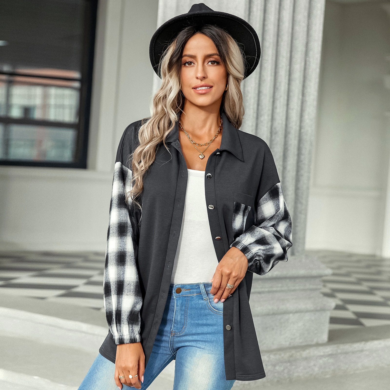Women's lapel loose shirt