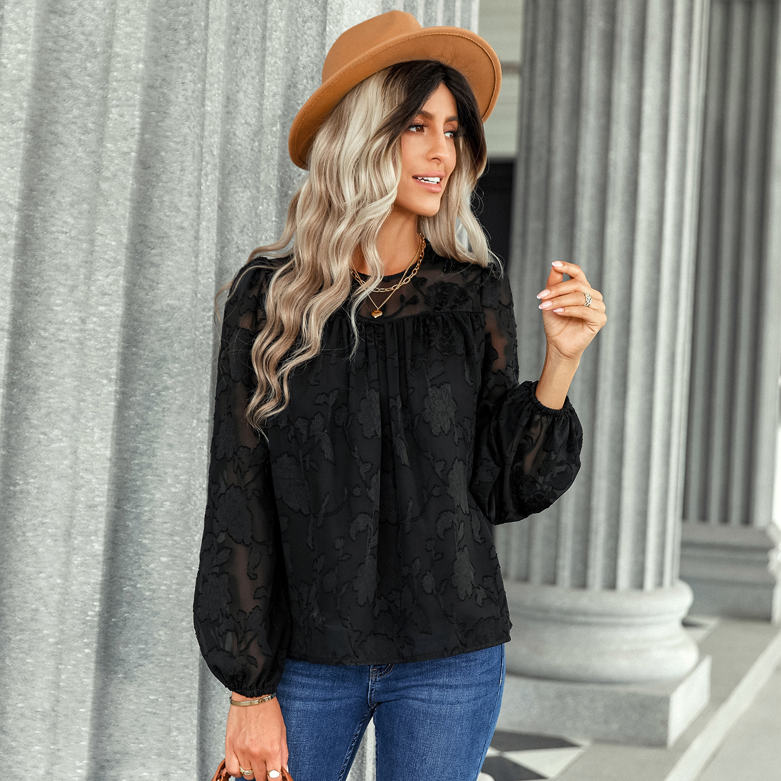 Women's loose chiffon shirt